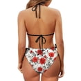 thumbnail image 6 of Chririnla Watercolor Red Rose Halter Neck Bikini Set - Sexy Two Piece Triangle Swimsuit with Tie Sides for Beach Vacation & Pool Parties, 6 of 9