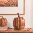 thumbnail image 2 of Wooden Pumpkin with Metal Stem Tabletop Decoration, Brown, 8", Fall by Way To Celebrate, 2 of 4