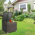 thumbnail image 2 of Zimtown 67 gal Outside Rattan Container Square Storage Box w/ Lid, Wicker Side Table, Indoor Wicker Box 28 in, Brown, 2 of 8