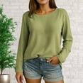 thumbnail image 2 of Lenpel T Shirts for Women Fashion Long Sleeve Crew Neck Solid Color Basic Tee Tops Loose Casual Tunic Blouses(Green,Small), 2 of 3
