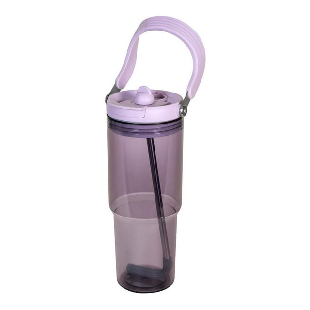 Termo de plástico con popote automático y tapa push-graben purpura 10.3 x 24