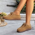 thumbnail image 4 of Womens Loafers Solid Color Lace up Lightweight Boat Shoes Casual Arch Support Slip on Flat Walking Shoes Khaki Size 9, 4 of 8
