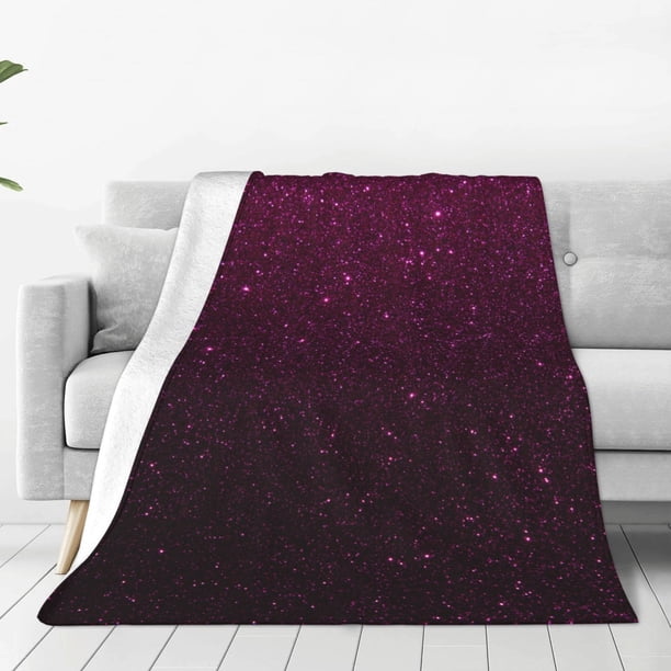 Balery Dark Purple Glitter Manta de Felpa Suave y Acogedora – Cobija de Franela Aterciopelada para Cama, Lavable y Cálida para Sofá, Mascotas, Transpirable-40"x30"
