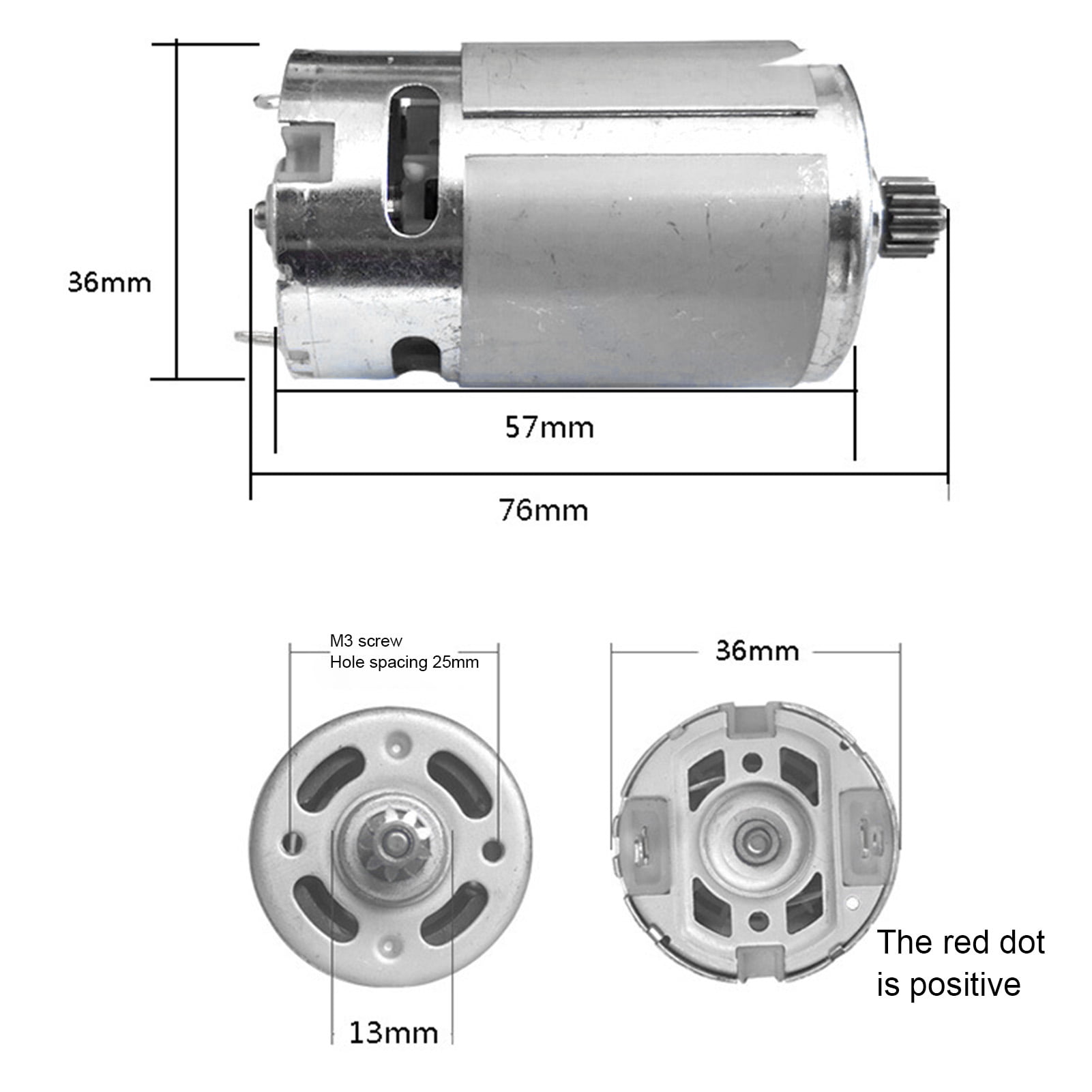RS550 10.8V-25V Electric Drill Motor Fine Workmanship High Efficiency Silver 