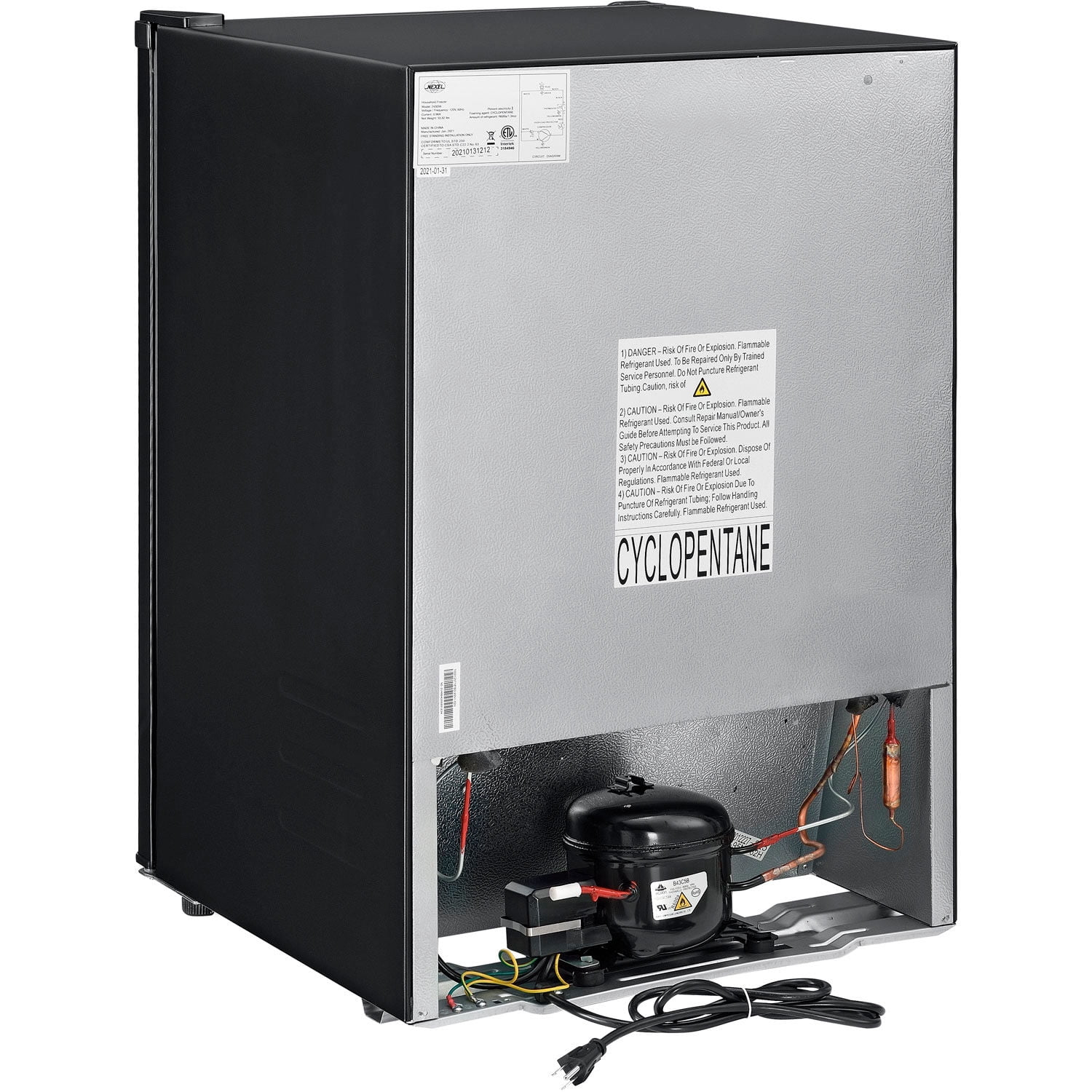 Nexel® Compact Upright Freezer, Solid Door, 3.1 Cu. Ft., Black