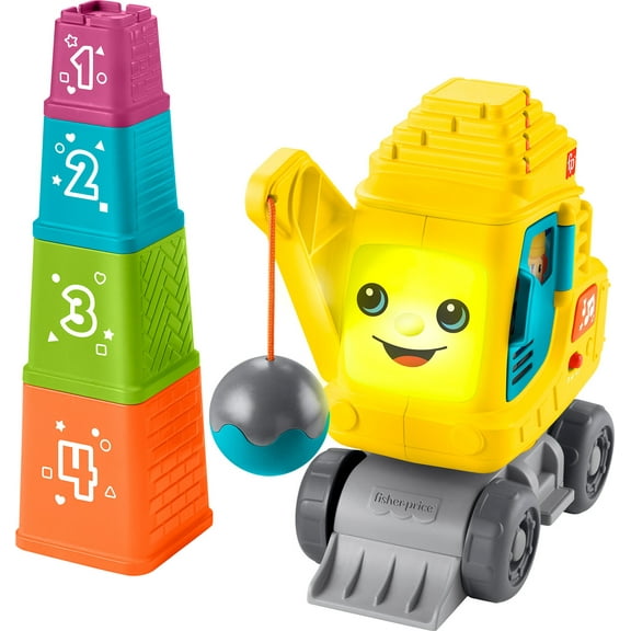 Fisher-Price Count & Stack Crane Learning Toy with Building Blocks, for Baby & Toddler Age 9M 