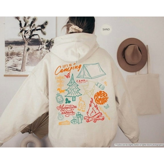 Happy Camper Hoodie Sweatshirt, Camping Collage Sweat, Family Camping Gift, Girls Camping, Camp Lover, Outdoorsy, Nature Lover, Travel Gift