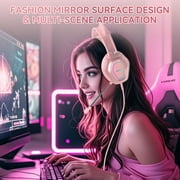 Wantek Gaming Headsets, Surround Stereo Gaming Headphones with Noise Cancelling Mic, LED Lights & Soft Memory Earmuffs for PS5/ PS4/ Xbox One/Nintendo Switch/PC Mac Computer Games- Pink
