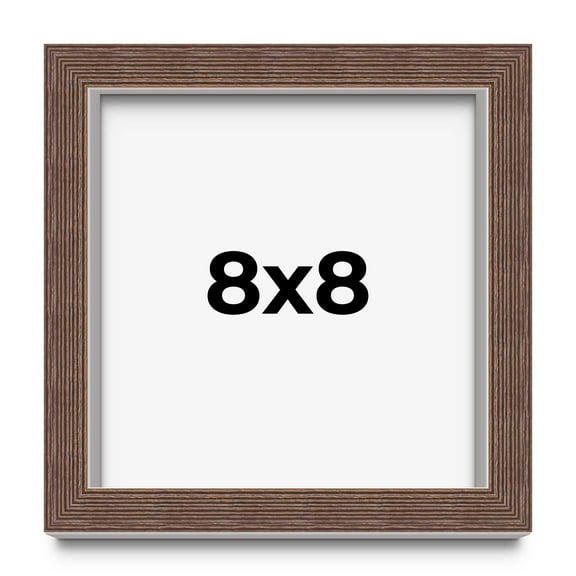8x8 Shadow Box Frame Brown | 1.125 inches Deep Real Wood Rustic Shadowbox Display Frame | UV