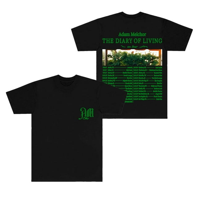 Adam Melchor The Diary Of Living T-Shirts de Tournée Merch Femmes Hommes Mode Manches Courtes, TG, Noir