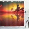 thumbnail image 1 of Ambesonne Ocean Shower Curtain, Sunrise Water Reflection, 69"Wx70"L, Forest Green Dark Coral, 1 of 3
