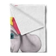 thumbnail image 2 of Animal Cartoon Soft Flannel Fleece Throw Blanket, Cheerful Baby Girl Smiling 3D Style Happy Print, Cozy Plush for Indoor and Outdoor Use, 50" x 60", Pink Grey Yellow, by Ambesonne, 2 of 5