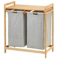 thumbnail image 6 of mDesign Bamboo Freestanding Double Laundry Basket Hamper Organizer - Natural/Tan, 6 of 6
