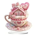 thumbnail image 2 of Valentine's Day Acrylic Heart Cup Desktop Ornament, Pink Love-Themed Cup & House Shape Decor, Cute Cake Decoration & Tabletop Decor for Wife Mom Her Gifts, Living Room Dining Table Decor, 2 of 6
