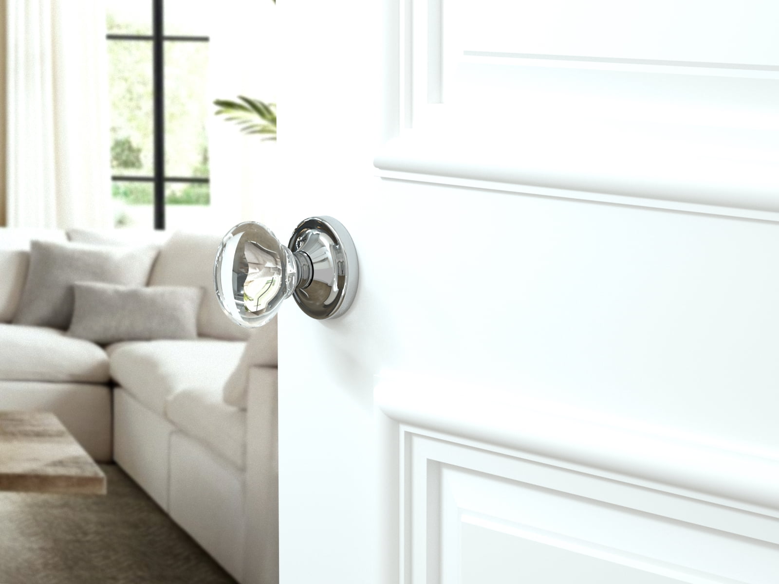 Privacy Oval Egg Crystal Door Knobs Polished Chrome Round Rosette