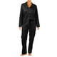 thumbnail image 1 of Conjunto de pijama largo Secret Ice Silk para mujer: camiseta de manga larga y pantalones elásticos, cierre con botones, bolsillo delantero, corte holgado, regalo perfecto para dulces sueños, 1 of 3
