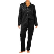 GDREDA Pajamas Women Secret Ice Silk Long Pajama Set Women's Nightwear Women Pajama Sets pyjamas Black,XXL