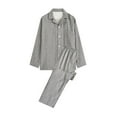 thumbnail image 3 of Ashirexll Mens Pajamas Set, Two Piece Sets, Casual Night Wear Sleepwear Set With Long Sleeve and Turndown Collar Trousers, 3 of 3