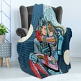 thumbnail image 4 of Romantic Soft Flannel Fleece Throw Blanket, Astronaut Couple in Love Valentines Day Celestial Sci Fi Comic Pop Art Marriage, Cozy Plush for Indoor and Outdoor Use, 50" x 60", Multicolor, by Ambesonne, 4 of 5