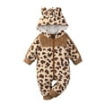 thumbnail image 2 of Leutsin Toddler Baby Boys Girls Leopard Plush Cute Bear Ears Winter Thick Keep Warm Jumpsuit Romper, 2 of 8