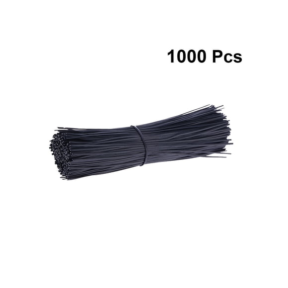 cord tie kit 1000 Pcs 0.45MM Plastic Coated Iron Wire Twist Ties Cable Wrap Organizer Ties for Home Office (Black)