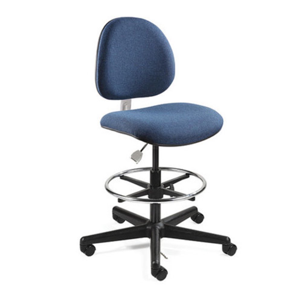 Navy Fabric ESD Chair, Nontilt, casters, 2434" Seat Ht