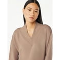 thumbnail image 4 of Scoop Women's and Women's Plus Ultimate Scubaknit V Neck Sweatshirt, Sizes XS-4X, 4 of 5