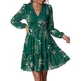 thumbnail image 3 of PRETTYGARDEN Women Floral Long Sleeve Mini Dress | Fall Wedding Guest Dresses, V Neck, Fit & Flare, Ruffle Hem A-Line, Short Chiffon Dress, Elegant Holiday Party, Date Outfits, 3 of 9