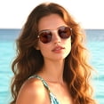 thumbnail image 4 of KANASTAL Sunglasses for Women and Men, Polarized UV Protection, Trendy Metal Frame Hexagon Sunglasses Brown Lens Gold Frame, 4 of 8