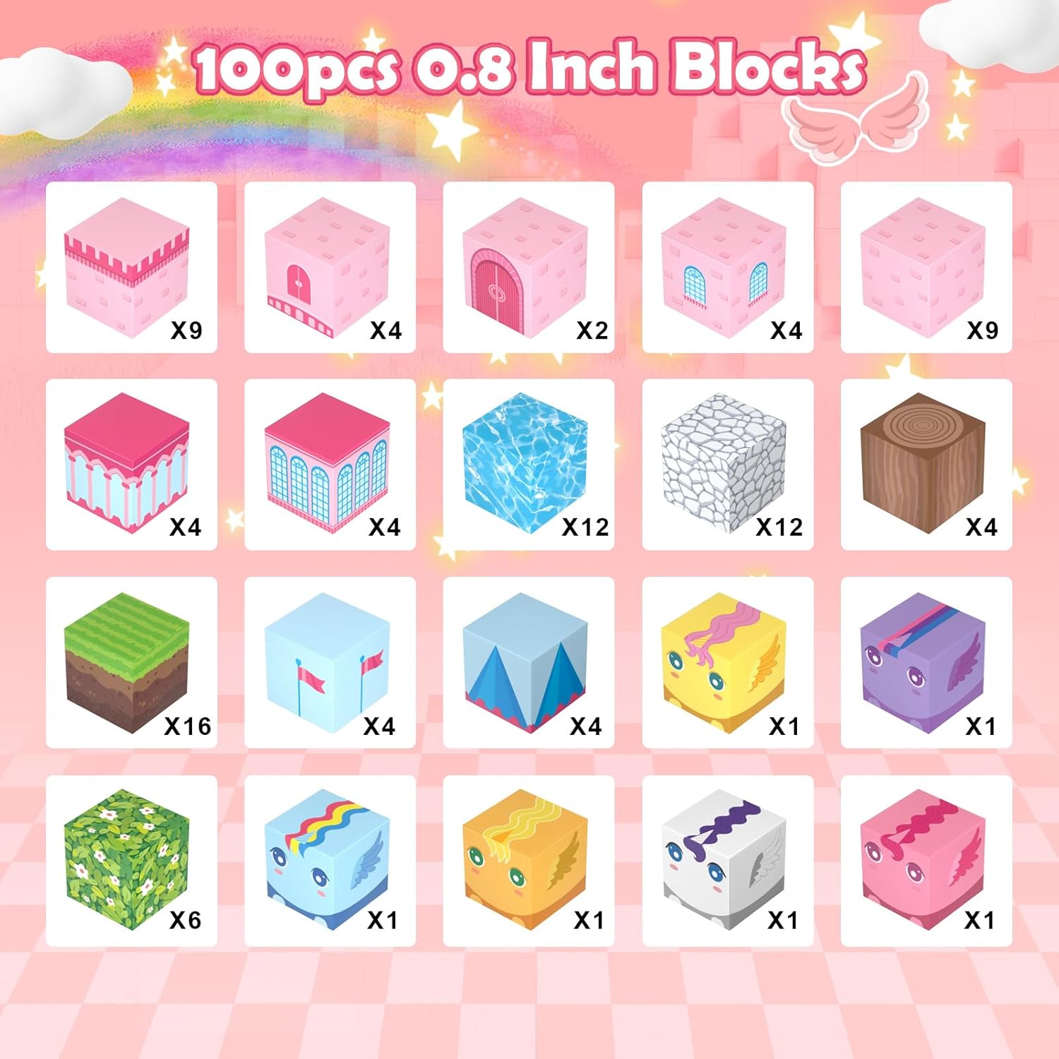 RaceGT Magnetic Blocks Building Set, 100 Pieces, Pink Castle photo 5