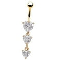 thumbnail image 5 of AYYUFE 3PCS Body Piercing Gold Navel Rings 3 Heart Crystal Clear Dangle Belly Button Rings, 5 of 5