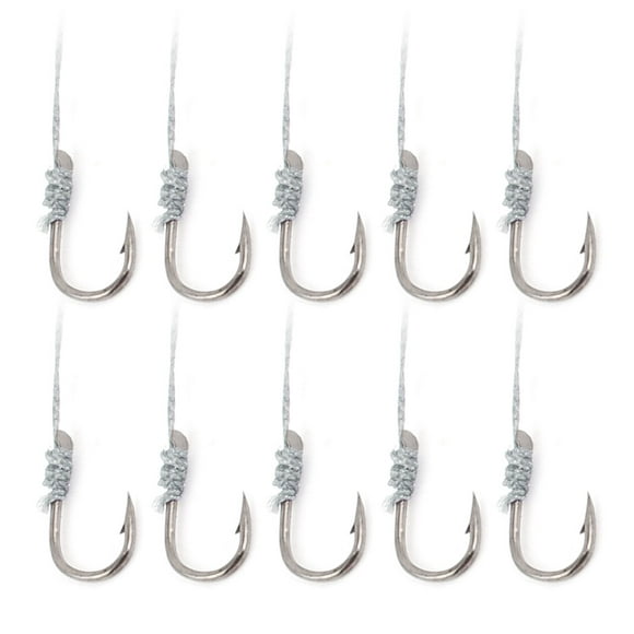 10pcs 2# Metal Eyeless Sharp Barb Wire Leader Fish Tackle Fishing Hook Gray