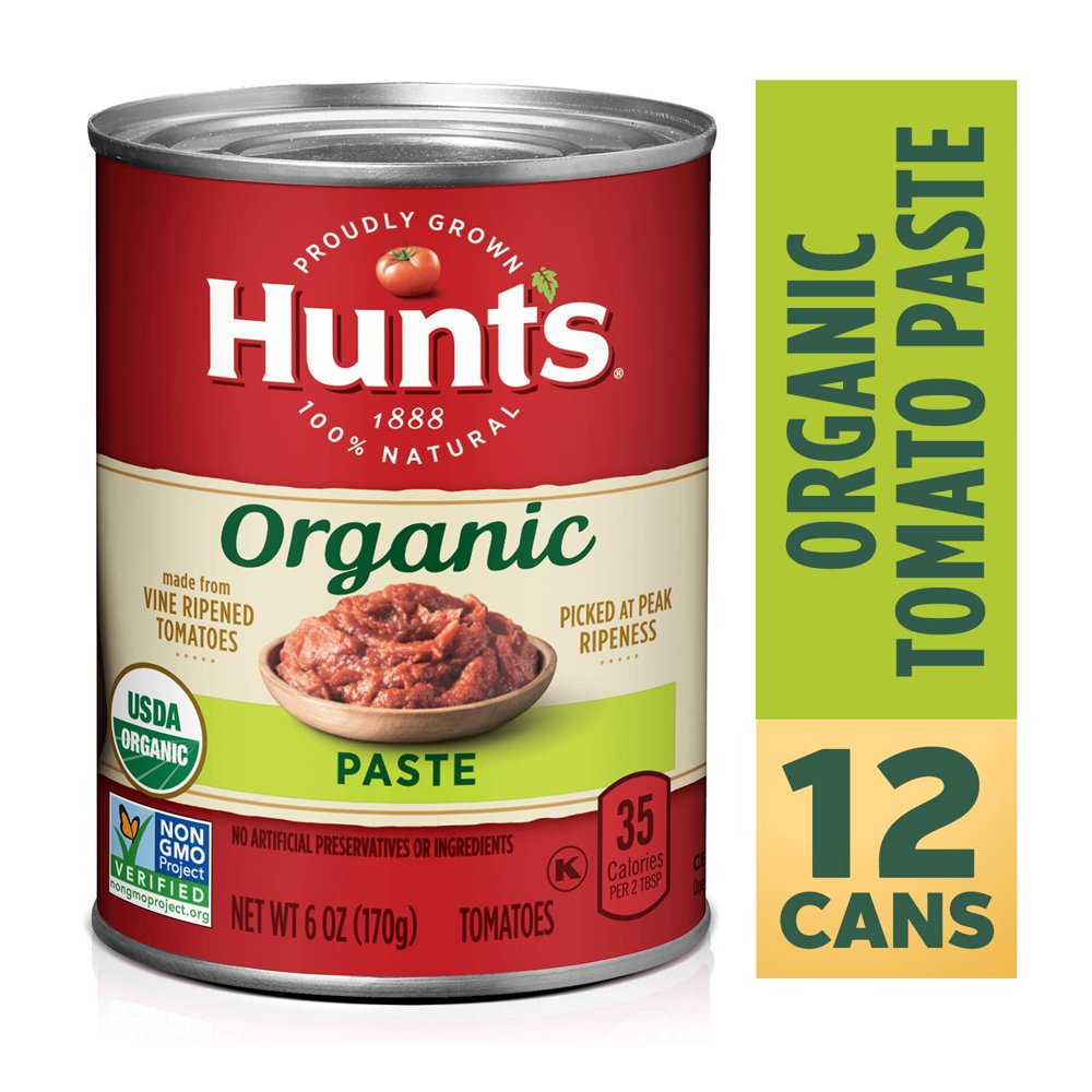 Hunts Organic Tomato Paste, Keto Friendly, 6 oz, 24 Pack