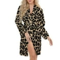 thumbnail image 5 of Golden Leopard Night Robe Long Sleeve V Neck Robe With Belt Women's Sleepwear Dresses, 5 of 9