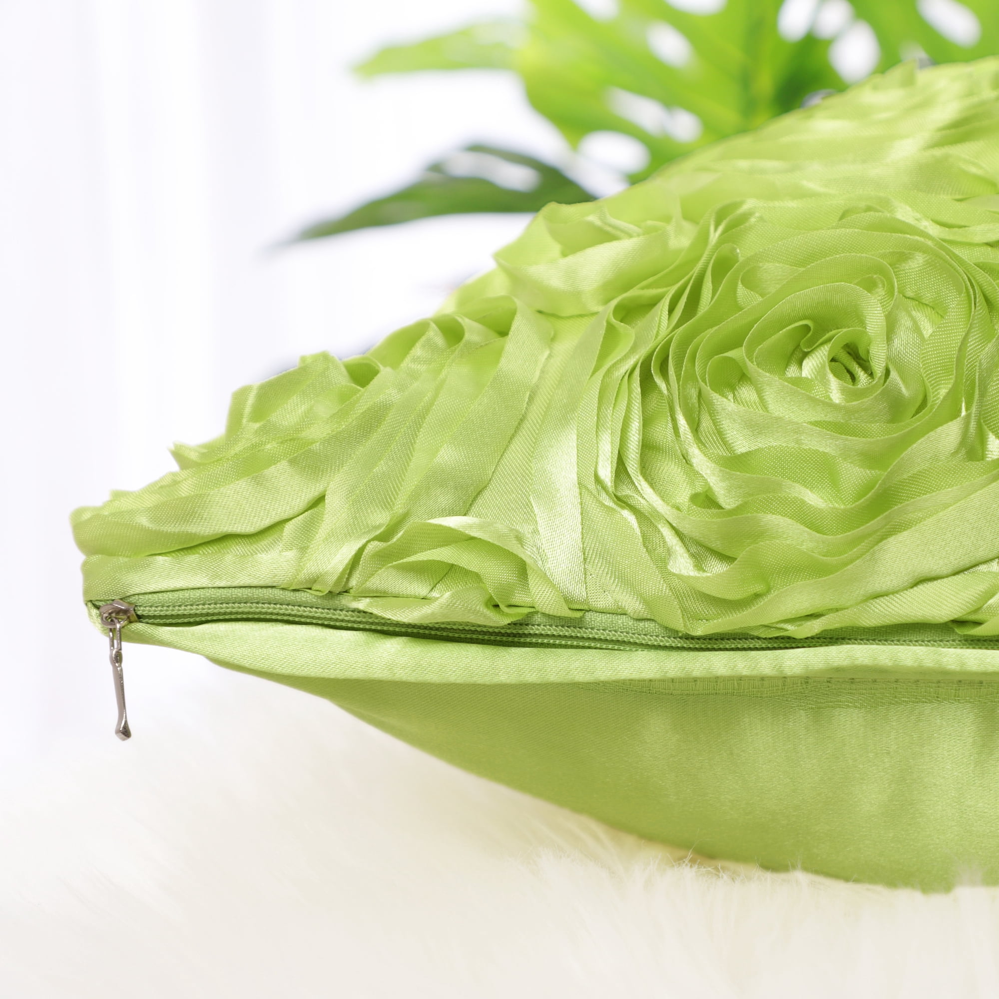 Unique Bargains 3D Flower Decorative Throw Pillow Cover 16" x 16" Green
