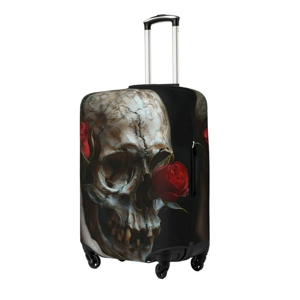 Balery Realistic Rose Skull Funda de equipaje, fundas para maletas, elástica, lavable, protector de maletas, compatible con maletas de 18 a 32 pulgadas-X-Large