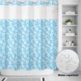 thumbnail image 2 of No Hook Shower Curtain, Tropical Plants Shower Curtains for Bathroom with See Through Top Window, Rustic Farmhouse Floral Leaves Blue Waterproof & Washable Bath Curtain Standard 72"x72", 2 of 4