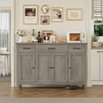 thumbnail image 4 of Hiphuta 55"Wide Buffet Cabinet with 2 Adjustable Shelves, Modern Farmhouse Coffee Bar with 3 Drawers and Sturdy Base for Living Room, Ash Gray, 4 of 8