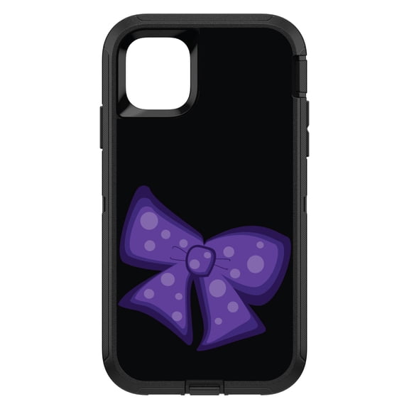 DistinctInk Custom SKIN / DECAL compatible with OtterBox Defender for iPhone 11 Pro (5.8" Screen) - Purple Black Bow Ribbon - Cartoon Bows / Ribbons