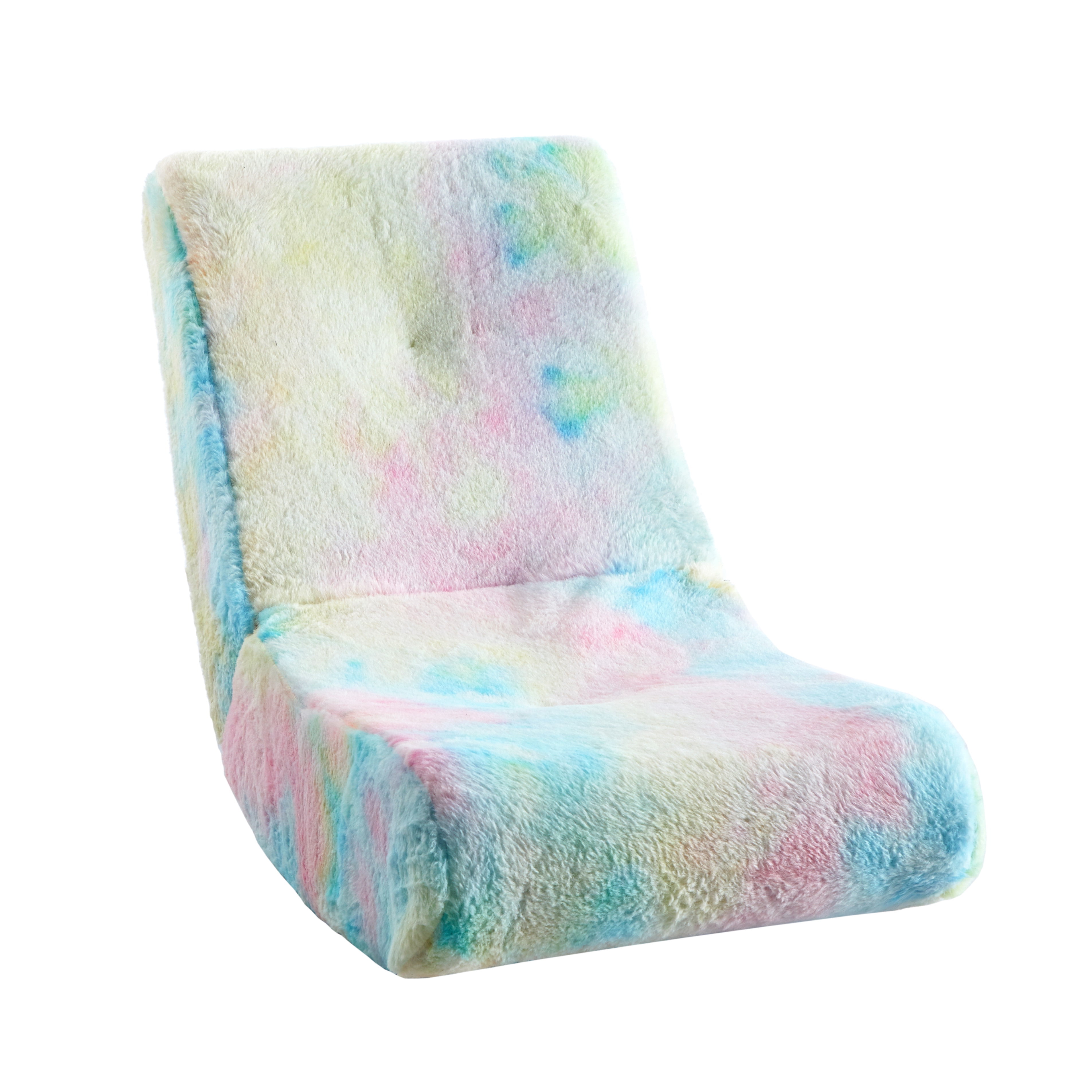 Heritage Club Faux Fur Polyester Rocker Chair Rainbow Tie Dye
