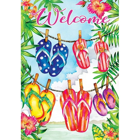 Hanging Flip Flops - Garden Size, 12 x 18 Inch, Decorative Double Sided, Licensed and Copyrighted Flag , Printed in the USA