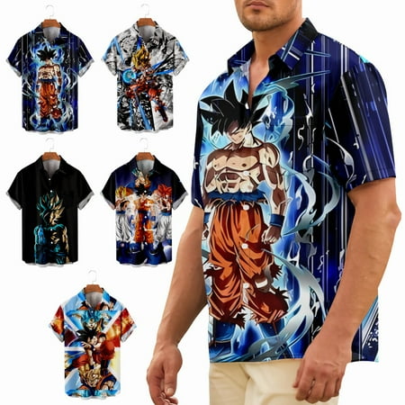 

Adult Kids Anime Button Down T-Shirts Loose Fit Clothing Apparel Up to 8XL