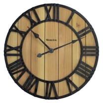 Westclox 16" Natural Wood Grain with Raised Roman Numerals & Iron Finish Wall Clock – Model# 38067