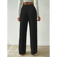 thumbnail image 7 of Niusricy Women Solid Basic Knit Wide Leg Pants Ladies Textured Straight-leg Trousers Bow Elastic Waistband Sweatpants Loose Casual Pull On Sweater Pants Bottom Fashion Daily Clothes Streetwear, 7 of 7