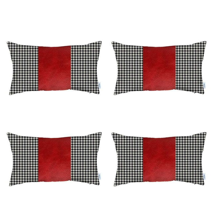 Set Of 4 Red Houndstooth Lumbar Pillow Covers Set Of 4 Red Houndstooth Lumbar Pillow Covers