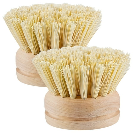 2 Pcs Replacement Heads for Dish Brush, Scrub Brush Replacement Heads, Natural Sisal Dish Brush Refills, Compatible with Redecker Brush Handle