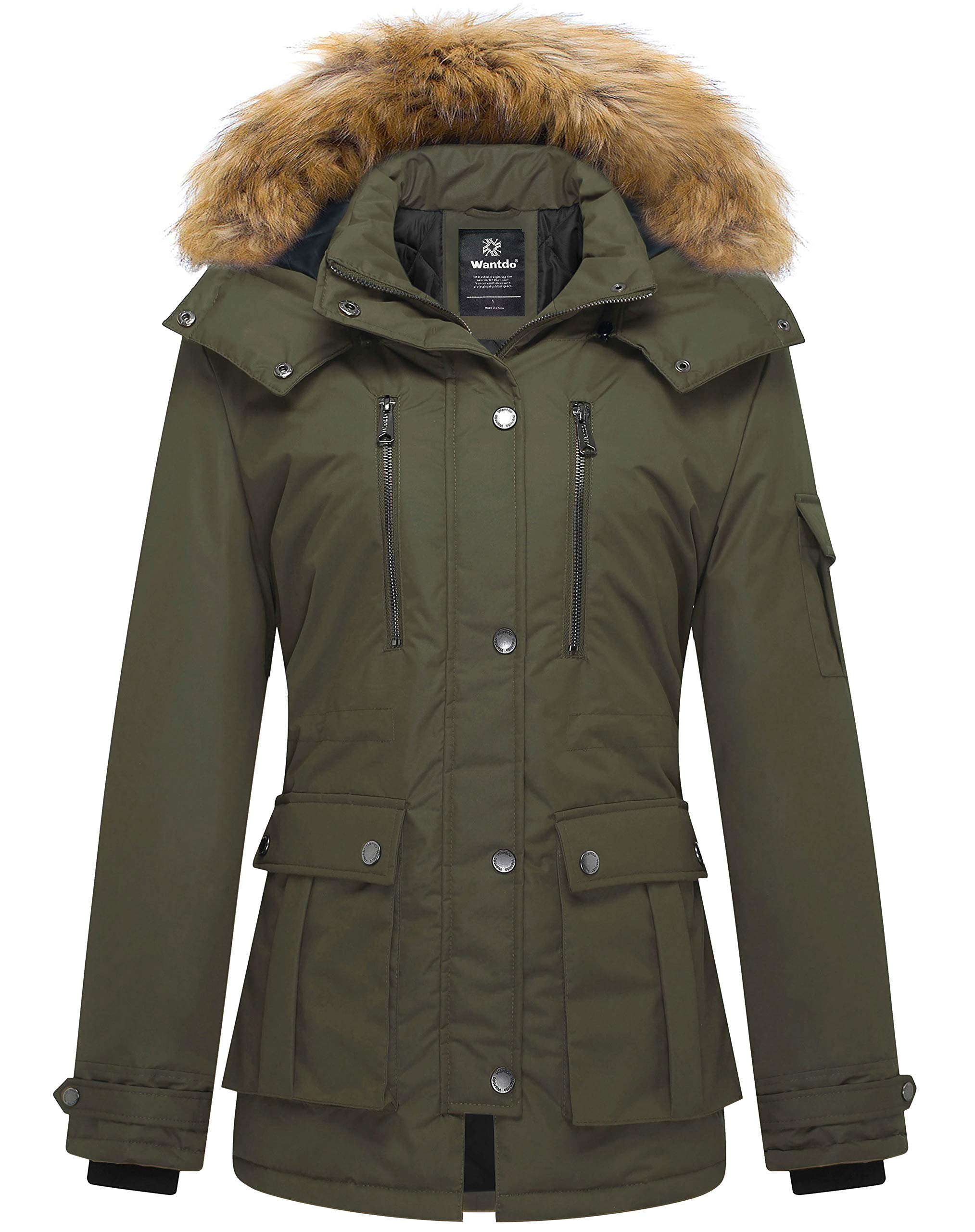 Wantdo Women's Winter Jacket Thickened Parka Coat with Removable Hood Army  Green Size M - Walmart.com