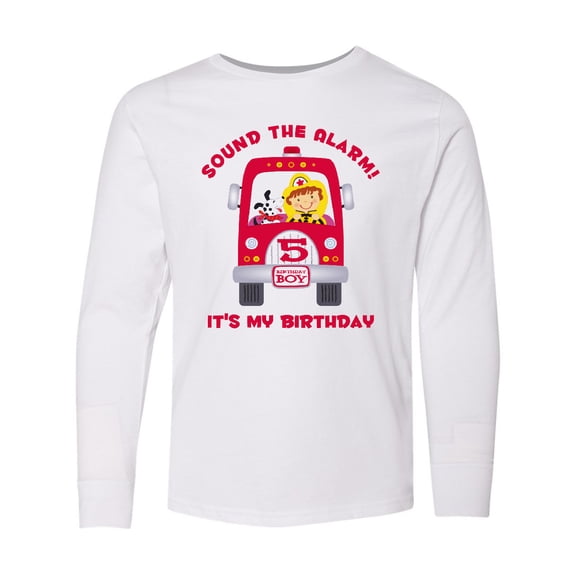 Inktastic Fire Truck 5th Birthday Boy Long Sleeve Youth T-Shirt