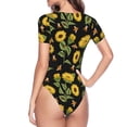 thumbnail image 4 of Haiem Bees and Sunflowers Women's Crew Neck Short Sleeve Bodysuit Tops Stretchy Slim Basic-XX-Large, 4 of 9