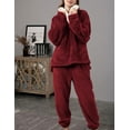 thumbnail image 2 of Women's Fluzzy Sherpa Fleece Pajamas Warm Pullover Lapel Sleepwear Sets, 2 of 7